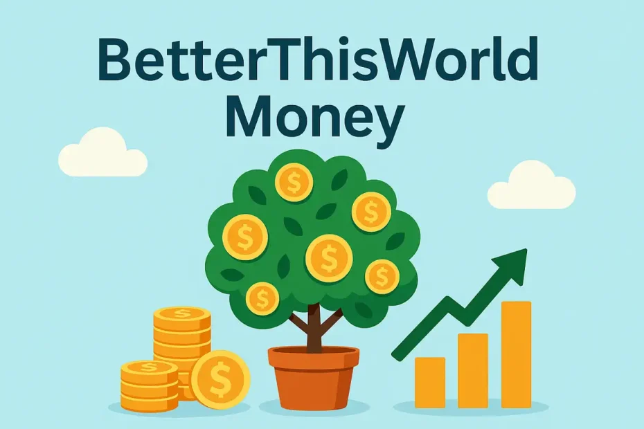 BetterThisWorld Money tree with coins and growth chart.