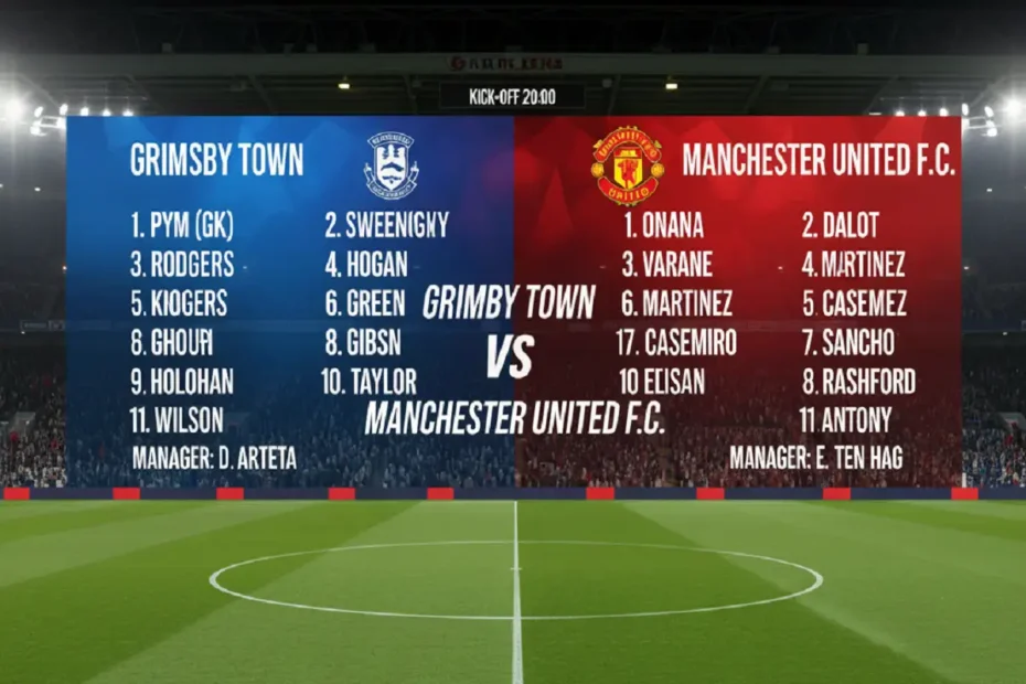 Grimsby Town vs Manchester United F.C. Lineups